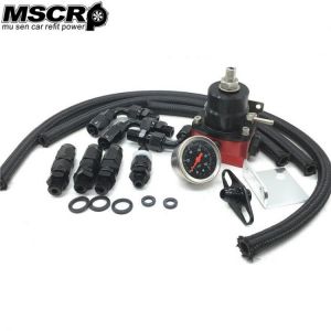 Universal Adjustable Fuel Pressure Regulator Oil 100psi Gauge AN 6 Fitting End-Black -YX00519