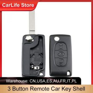 Remote Car Key Shell 3 Button Flip Folding Flip Folding Key Case Protector For Peugeot Partner Citroen Berlingo Or Dispatch