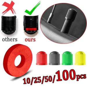 10/25/50/100 Pcs Tire Valve Caps Black,with O Rubber Ring, Universal Stem Covers for Cars Bike and Bicycle, Trucks, Motorcycles
