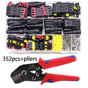 Dropship 352pcs HID Waterproof Connectors 1/2/3/4 Pin 26 Sets Car Electrical Wire Connector Plug Truck Harness 300V 12A