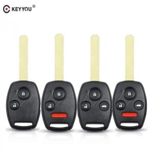KEYYOU 2/3/3/4 Button Uncut Blade Remote Car Key Shell For Honda Fit Accord Civic CRV Pilot Insight Jazz HRV Fob Case Cover