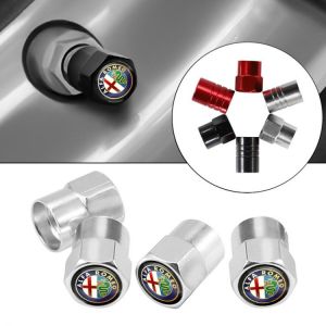 4Pcs Car Tire Valve Caps Aluminum Tire Air Valve For Alfa Romeo 159 147 156 Giulia Giulietta Mito Stelvio Brera Spider