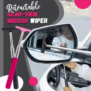 1PC Portable Retractable Rear-View Mirror Wiper Quickly Wipe Water Water Mist And Dirt Auto Mirror Glass Wiper Cleaning Tool