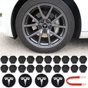 For Tesla Model 3 Y S X Wheel Center Caps Hub Cover Screw Cap Kit Decorative Tires Cap Modification Car Accessories Emblem Badge