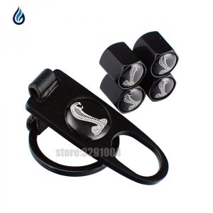 Car Styling Wheel Tire Valve Stems Caps Cover With Keychain For Mustang Shelby GT500 GT350 Cobra Focus 3 Mondeo Kuga Fiesta