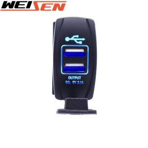 Dual USB Charger Socket Waterproof 3.1A Power Charger Carling ARB Blue LED Light Car Boat For UTV ATV Honda Fit Switch Panel