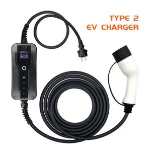 EV Charger 3.68KW 16A Schuko Plug 5m (16 feet) Level 2 Portable EVSE 220V Electric Vehicle Charging Box LED Display IEC 62196-2