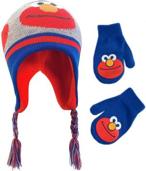 Sesame Street Winter Hat, Toddlers Mittens, Elmo Baby Beanie for Boys Ages 2-4