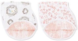 aden + anais Burpy Bib, 100% Cotton Muslin, Soft Absorbent 4 Layers, Multi-Use Burp Cloth and Bib, 22.5" X 11", 2 Pack