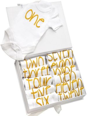 NAVI - 12 Monthly Onesies - Newborn Bodysuits Gift - Baby Shower Present
