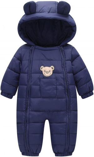 Happy Cherry Toddler Cotton Romper Baby Winter Coat Zipper Long Sleeve Cute Baby Snowsuit
