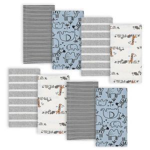 Gerber Boys' Standard 8-Pack Flannel Burp Cloths, Jungle Blue, 20x14 Inch (Pack of 8)