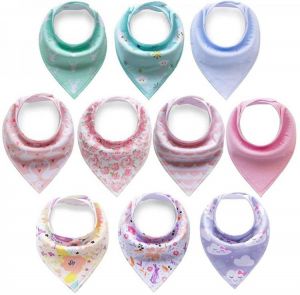 Cherub Baby Bibs 10 Pack, Absorbent Drool Bandana Bibs for Newborns and Toddlers