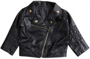 UNIQUEONE Baby Boys Girls Kids Outfits Spring Autumn PU Faux Leather Lapel Jacket Oblique Zipper Outerwear Coat