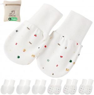 Baby Mittens Anti Scratch Baby Girl Mittens No Scratch Mittens Baby Boys Hands Gloves for 6~12 Months Boys Girls (6 Pairs-L)