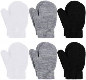 URATOT 6 Pairs Toddler Knitted Mittens Magic Stretch Gloves Winter Warm Knitted Soft Baby Mittens