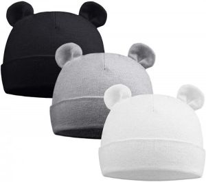 PESAAT Newborn Hospital Hat Preemie Boys Girls Beanie Solid Infant Baby Hats Autumn Winter