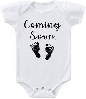 Coming Soon. Baby Feet Announcement Surprise Pregnancy Announcement Baby Bodysuit One-Piece Romper Newborn