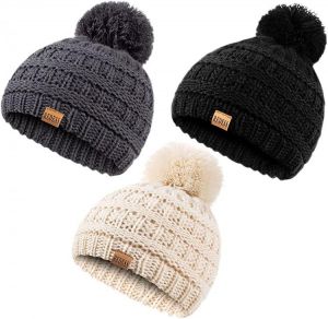 REDESS Baby Kids Winter Warm Hats, Infant Toddler Children Pom Pom Beanie Knit Cap Girls Boys
