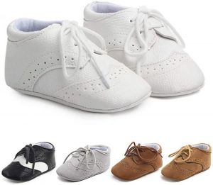 Methee Infant Baby Boys Girls Walking Shoes, Soft Sole Non-Slip First Walker Shoes Newborn Crib Shoes, Perfect for Baptism/Crawlin
