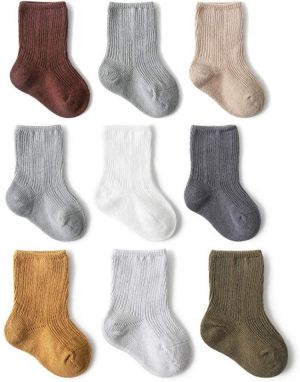 Baby Cotton Crew Socks Unisex Baby Sock Soft Cozy Ankle Socks for Newborn Infant Toddlers Kids 0-36 Months