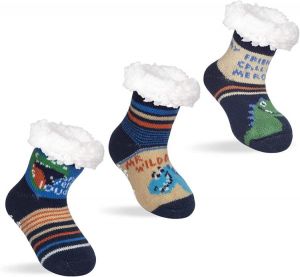3 Pairs Winter Kids Fuzzy Slipper Socks Girls Boys Thermal Warm Non-Skid Home Socks，Gifts for Christmas Stocking Stuffers
