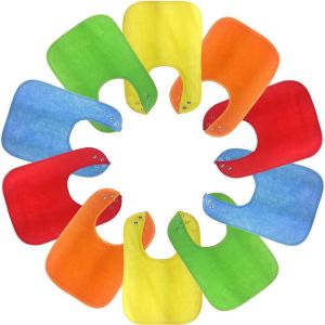 all in one place ילדים ותינוקות Waterproof Baby Bibs with Snaps, Unisex, 10 Pack, Solid Colors