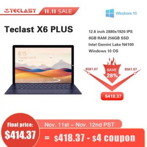 Teclast X6 Plus Notebook 2 in 1 Tablet 12.6 Inch Touch Screen Windows 10 RAM 8GB 256GB SSD  Intel N4100 2880×1920 IPS USB3.0 PC
