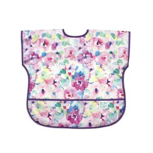 Bumkins Junior Bib, Short Sleeve Toddler Bib, Smock for Kids 1-3 Years, Waterproof Fabric – Watercolor