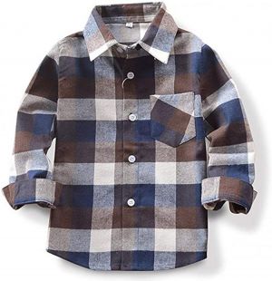 Toddler Baby Boy Girls Outfits Plaid Flannel Long Sleeve T-Shirt Tops Kid Clothes