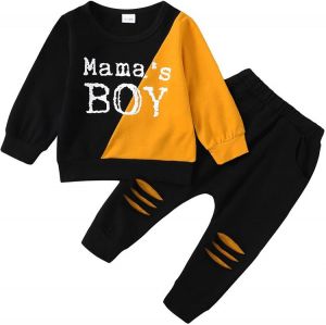 Toddler Baby Boy Clothes Little Boy Clothing Long Sleeve Mamas Boy Sweatshirt Cotton Pants 2PCS Outfits Set