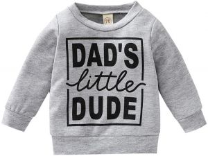 Newborn Infant Baby Boys Pullover Dad's Little Dude Sweatshirt Long Sleeve Casual Sweater Fall Clothes