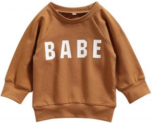 Toddler Infant Baby Boy Girls Clothes Babe Letter Printed Lonng Sleeve Pullover Sweatshirt Shirt Sweater Tops Fall Winter