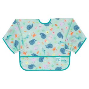 Bumkins Sleeved Bib Baby Bib, Toddler Bib, Smock, Waterproof Fabric, Fits Ages 6-24 Months – Ocean Life