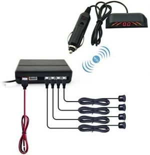 FEELDO Car LED Monitor 4 Wireless Parking Sensor Reversing Backup Radar (Silver)
