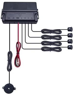 FEELDO Auto Car 4 Sensors Auto Parking Sensors Reverse Backup Beep Alarm Radar Without Display (white)