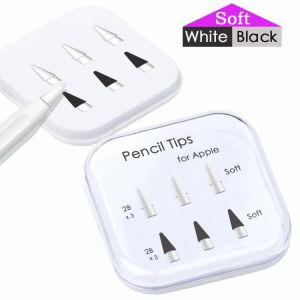 Peilinc Pencil Tips for Apple Pencil 1st / 2nd Generation, 2B Soft Double-Layered iPad Pencil Tip, White & Black Stylus Nib