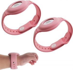 AirTag Bracelet Kids Anti-Lost Small Wrist Secure Lock Case Holder, iZi Way Soft Silicone Wristband Watch Band Waterproof Cover fo