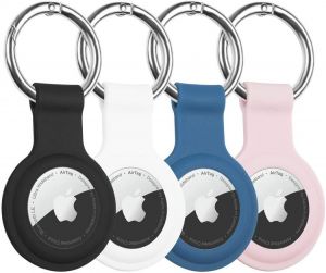 [4 Pack] LDHTY Case for Apple AirTags Case Keychain, Air Tag Holder Tracker/Key Ring Cases/Protective Cover Loop Silicone, Finder 