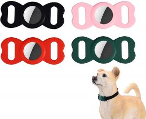 VANVENE 4 Pack Protective Case Compatible with Apple Air Tag Dog Cat Collar Holder Pet Portable Air Tags Silicone Case Cover Fits 