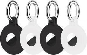 Air Tag Keychain for Apple Airtags Holder, 4 Pack AirTag Accessories Case for Apple AirTags Silicone Airtag Key Chain Loop Holders