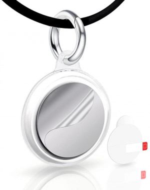 CareTag Airtag Necklace for Kids with Adjustable Stopper and Airtag Screen Protector Included, Colored TPU Silicone Protective Cov