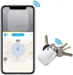Mini Key Finder Device Anti-Lost, Bluetooth GPS Tracker Locator for Keys,Wallet,Bag,Luggage, Phone Finder Smart Tag Replaceable Ba