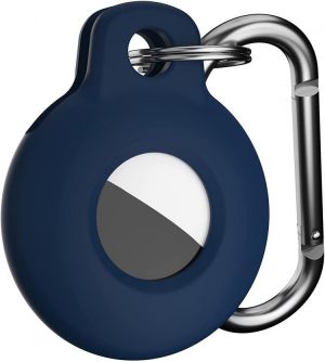 Koaichi Compatible with AirTag Case, Scratch-Resistant, Easy to Carry, Silicone Protective Cover with Carabiner - Dark Blue