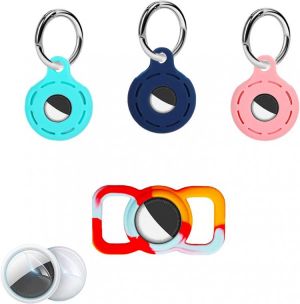 4 Pack Protective Silicon Air Tags Holder Keychain for Apple Airtag GPS Tracking Dog cat Collar Accessories Portable case for Air 
