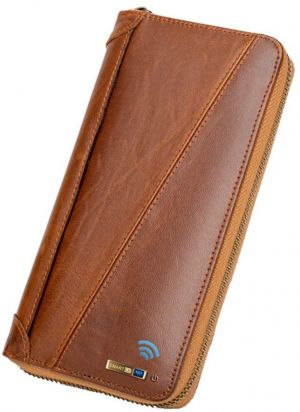 Smart LB Anti-Lost Bluetooth Leather Long Wallet with Alarm, Position Record (via Phone GPS), Bifold Multi Card Case Wallet with Z