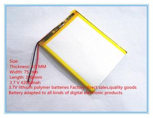 1PCS/Lot 3.7 V high capacity polymer lithium battery, 4075100, 4200 mah sun N70 7 inch tablet battery
