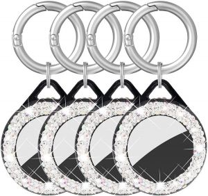 Bling Case Compatible with Apple AirTags, Rhinestone Air Tag Finder Holder Case Crystal AirtTag Accessories with Keychain for Key 