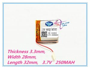 332832 3.7V 250MAH lithium polymer battery GPS Driving recorder MP3 MP4 MP5 Tablet PC battery