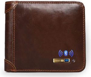 Smart LB Anti-Lost Tracker Wallet with Alarm, Bluetooth, Position Record (via Phone GPS), Cowhide Leather Vintage Retro Style Purs